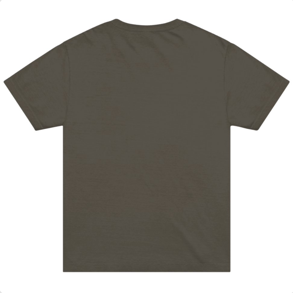 Plain dark gray t-shirt on a white background