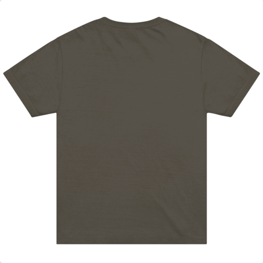 Plain dark gray t-shirt on a white background
